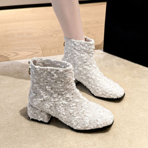DIANCHA | Glitter Pointy Toe Slim Short Boot Fashion Boot