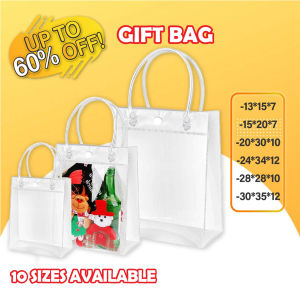 Wahaha Clear PVC Tote Bag Transparent Shopping Bag Button Handbag Packaging Bag Gift Bag Birthday Bag Retail Bag Tote Beg 透明手提袋