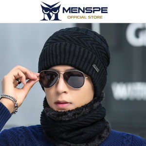 MENSPE Winter Knitted Hats Caps Scarf Knitted Wool Hats Plush Lining Warm Scarf Beanie Wool Hats Cycling Hat with Thick Knitted Cap Scarf for Storm Cold Winter Climbing Skiing Cycling Hiking For Men Women