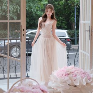 CHANGTONG | Beach Resort Style Fairy Elegant Halter Back Waist-cinching Dress