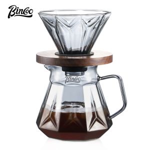 BINCOO ชุดที่ดริปกาแฟหม้อแบ่งปันชุดหม้อกาแฟชงด้วยมือถ้วยกรองพร้อม V60ถ้วยกรองสกัดอุปกรณ์ชงกาแฟชุดหม้อกาแฟหม้อกาแฟแบบมีตัวกรอง680มล.