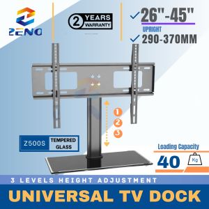 Zeno Z500S 26"-45" Universal TV Stand Table Top Tempered Glass Height Adjustable LED TV Mount Stand with  VESA 430x300mm Holds up to 40kg