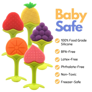 Baby Molar Stick Silicone Chewing Fruit Teether with Case