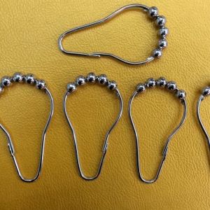 12pcs /Ring Pipa Gorden/ Curtain Rail Ring/Set Cincin Pengait Tirai Shower/Kamar Mandi Bahan Nikel + 5 Bola Roller