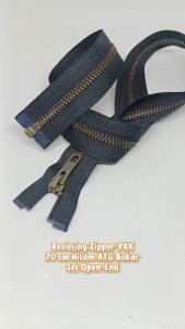Resleting Zipper Jaket YKK 70 cm Atau 28 inch Type Gigi Besi Hitam - ATG Bakar Model Set Open End / Buka Lepas Harga Per Biji