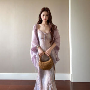 CHANGTONG | Retro Beautiful Floral Dress and Cardigan Set