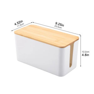 Wire Storage Box Power Plug Board Wire Boxes Socket Data Cable Junction Box Plastic Storage Box with Bamboo 1PC