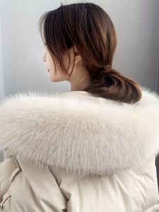 Fur Collar Single Sale Artificial Fox Fur Raccoon Fur Collar down Parka Han Dynasty Hats Stripe Detachable Collar Coat Neutral Female Winter