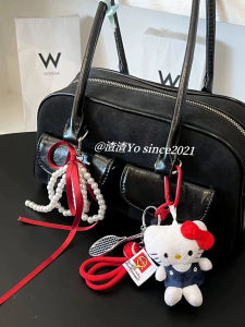 Hellokitty Kitty Cat Heart Shaped Bag Charm Sports Badminton Tennis Plush Toy Keychain Soft Cute Animal Shaped Bag Accessory