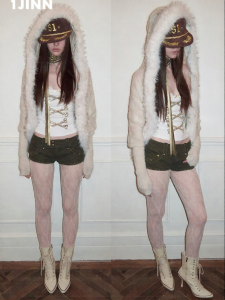 1JINN STUDIO | Collar Mixture Loose Mohair Knitted Coat