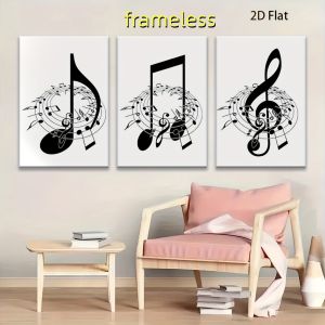 3 pieces of retro black and white music art canvas posters suitable for decorating Easter and anniversary 2D flat printing fram