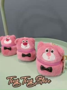 Túi đựng son mini gấu dâu có móc khóa thời trang Móc khóa gấu dâu nhồi bông dễ thương _ Tingting