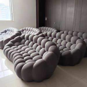 Football Shaped Lazy Sofa Bubble Compression Fabric Art Single Person Couch Leisure Furniture Non-Assembly Required