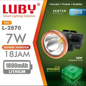 LUBY Senter Kepala 20 WATT 2888 Super Terang Cahaya Putih dan Kuning Tahan 50 Jam