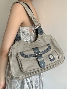YoRoooi Y2K Millennium Trendy Girl Retro Versatile Handbag Underarm Bag Multi-functional Tot Bag Casual Style PU Leather