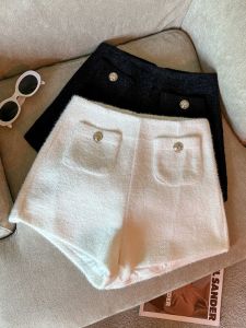 GUZILIAN | Slimming A-Line Faux Mink Fur High Waist Casual Pants