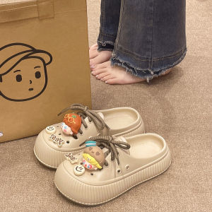 Cute Themed Womens Summer Outdoor Wearable Thick Bottom Anti-Slip Toe Covering Sandals Fashionable Knot Slippers
