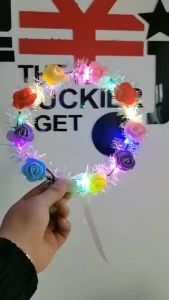 ขายในราคาส่ง12ชิ้นมงกุฎดอกกุหลาบมีไฟ เครื่องประดับผมงานปาร์ตี้มีไฟ LED ประดับผมเทศกาล