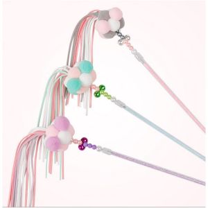 Cat Teaser Play Toys Pet Cat Bell The Dangle Feather Rod Roped Funny Fun Playing Toys 40cm