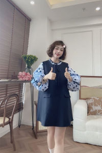 High Quality Fashion plus Size Womens Spring 2025 Loose Overalls Layering Versatile Small Shirt Two-Piece Set Polyester Fiber