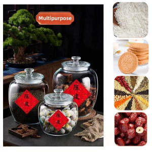 12L/16 liters big glass jar with airtight lid rice storage container Multifunction transparent food container rice dispensers 10kg/15kilos kitchen canisters jars