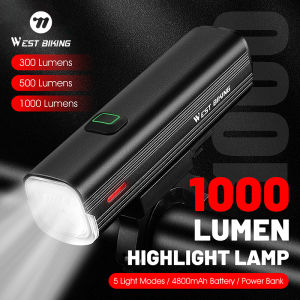 West Biking | WEST BIKING Bicycle Front Light 1000 Lumens Lamp Highlight Aluminum Type-C Bike Flashlight Headlight MTB Road Cycling Light