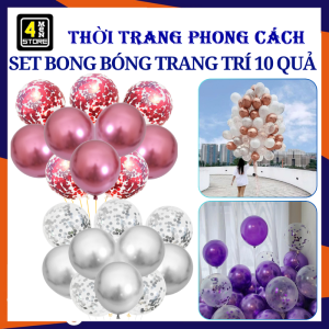 SET 10 Bong Bóng Siêu Nhũ Mix Bóng Trong Kim Tuyến Trang Trí Sinh Nhật Đám Cưới Lung Linh - Set Bóng Bay Decor Khai Trương Party