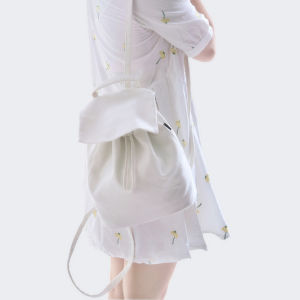 Mini Canvas Backpack Womens Pure Color Leisure Travel Shopping Bag Soft Shoulder Strap Bucket Shape Fashionable Youth Style