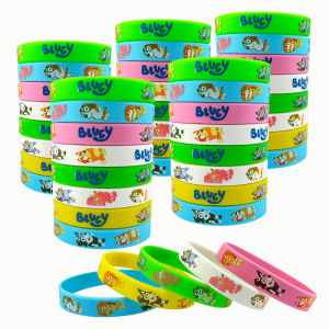 Cute Bluey Bingo Dog Family Cartoon Silicone Bracelet Animated Pattern Wristband Multi-color Soft Rubber Bracelet Children Gifts