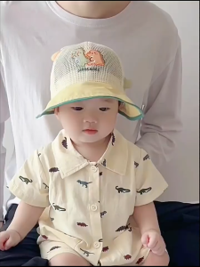 Oldlaiben Baby Cap Cartoon Breathable Baseball Cap Big Brim Sun Hat UV Protection Cap Topi Bayi 6-24 Months