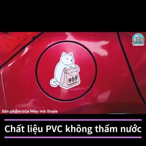 Tem Dán Xe “Nắp Bình Xăng A95 Mèo Dễ Thương” Decal Chống Nước Trang Trí Ô tô – Mày Mò Store