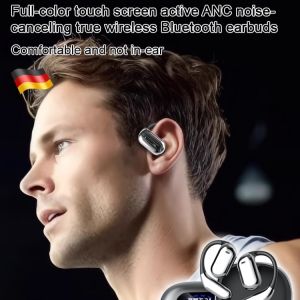 Full-Color Touch Screen Bluetooth 5.4 Earphones OWS Wireless Headphone with Mic Noise Cancelling HiFi Stereo Sound Headset