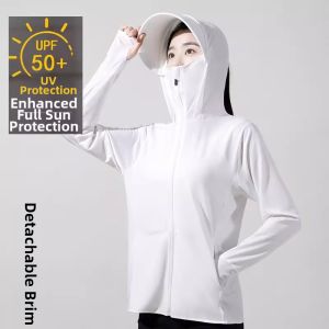 Detachable Summer New Ice Silk UV Protection Clothing Womens Breathable Sunshade Coat Outerwear for Electric Vehicle Riding