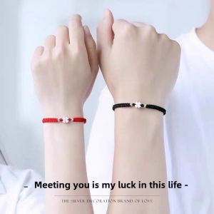 Couples Lucky Four Leaf Clover Woven Hand Cord Bracelet Womens Style Simple Design  out Fashion Jewelry Accessory