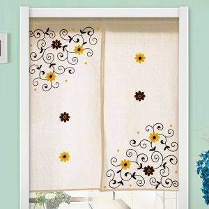 ชนบท ผ้าฝ้าย ผ้าลินิน ม่านประตูครึ่งม่านพาร์ทิชันห้องนั่งเล่นญี่ปุ่นปิดกั้นผ้าม่านผ้าม่านประตู