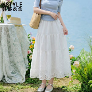 HSTYLE | Chân Váy Voan Trắng Dây Cao Waisted Xòe Midi Tầng A-line