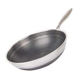 Chảo Sâu Lòng Lớn 28cm Bằng Thép Không Gỉ 316 Thiết Kế Tổ Ong Chống Dính Dùng Được Trên Bếp Từ Có Tay Cầm Dùng Để Xào Nấu