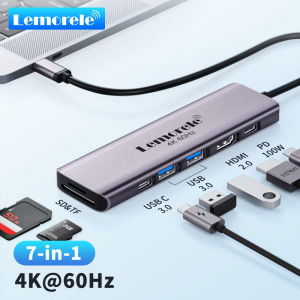 Lemorele 7in1 USB HUB Docking Station USB c Hub HDMI 4K 60Hz USB 3.0 Adapter PD100W Charge For Macbook Pro Laptop Accessories