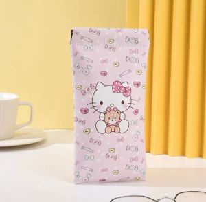 Sanrio | 1Pc Cute Hello Kitty Glasses Case Portable PU Leather Sunglasses Pouch Multi-purpose Storage Bag for Small Items