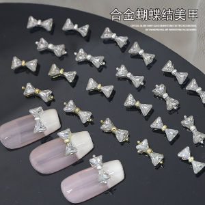 French Butterfly Knot Nail Art Accessories Gold And Silver Alloy Decorative Diamonds Nail Decoration Tools for Any Skin Type
