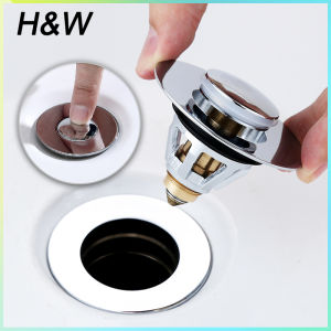 H&W Brass Pop-Up Sink Drain Filter Bounce Core Bathtub Basin Hair Catcher Plug Cover Deodorant Universal Bath Stopper