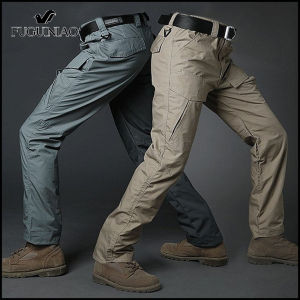 Fuguiniao กางเกงคาร์โก้ยุทธวิธีผู้ชายกางเกงแห้งเร็วขาดกันน้ำกางเกงกระเป๋าหลากหลายอำพรางในสนามรบกางเกงลายทหาร