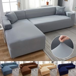 Solid Color 1/2/3/4 Seat Sofa Cover Stretch Milk Silk Fabric Couch Covers for Living Room Sectional Corner Set Slipcovers