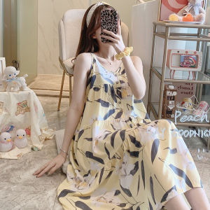 Open Back Nightdress Womens Summer Beauty Back Thin Artificial Cotton Cotton Silk Home Wear Japanese Style Outwear Cotton Silk Suspender Skirt Pajamas