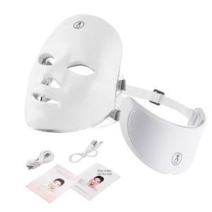 foreverlily | Mặt Nạ LED Với Máy Mát Xa Chăm Sóc Da Cổ Photon 7 Màu Trẻ Hóa Da Làm Săn Chắc Da Chống Mụn Làm Trắng Da Máy Làm Đẹp