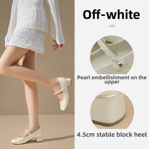 Josiny | French Coarse Heel Mary Jane Summer High Heels One Strap Soft Sole Flat