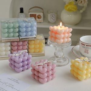 Handmade Heart Cube Candle Perfect for Engagement Wedding Birthday Decorative Item Ideal Gift for Friends Indoor Use