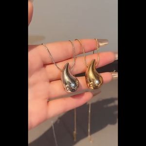 J&J Jewelry Suit Stylish Water Drop Design Necklace Earring Set Womens Minority Long Necklace Geometric Earrings