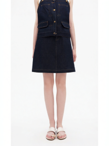 Retro Natural Washed High Waist A-Line Denim Skirt
