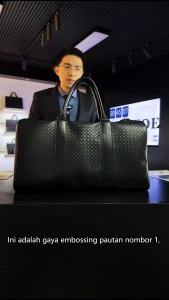 Padieoe Top layer cowhide embossed woven travel bag fashionable genuine leather business luggage bag mens and womens lightweight travel bag business trip bag